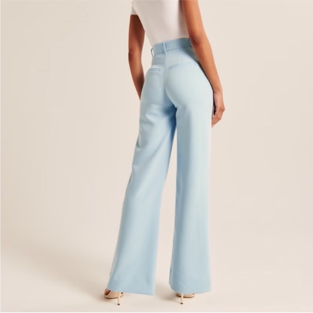Abercrombie & Fitch Sloan Tailored Wide Leg Pant in Light Blue - Picture 2 of 10